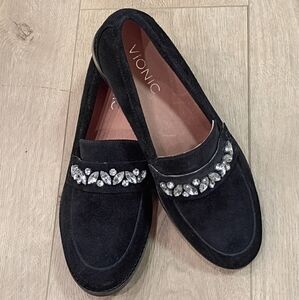 ✨ Vionic Avvy Jeweled Suede Loafers 💎 Black 6.5 | Supportive Comfort 👣